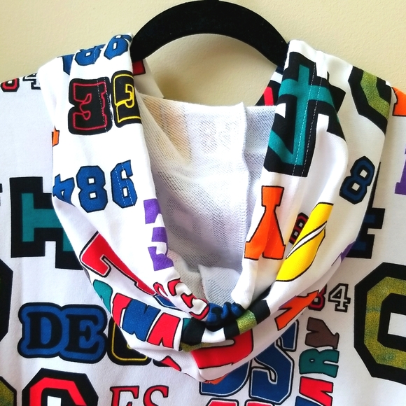 Multi Colored Lettered/ Numbered Hooded Sweater Dress - Picture 6 of 8